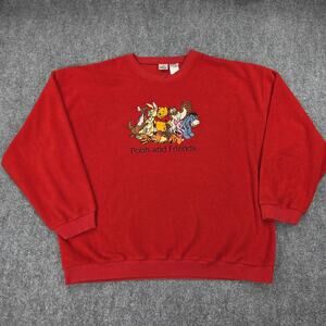 Vintage Disney Store Sweatshirt Adult XXL Red Winnie Pooh And Friends Fleece 90s